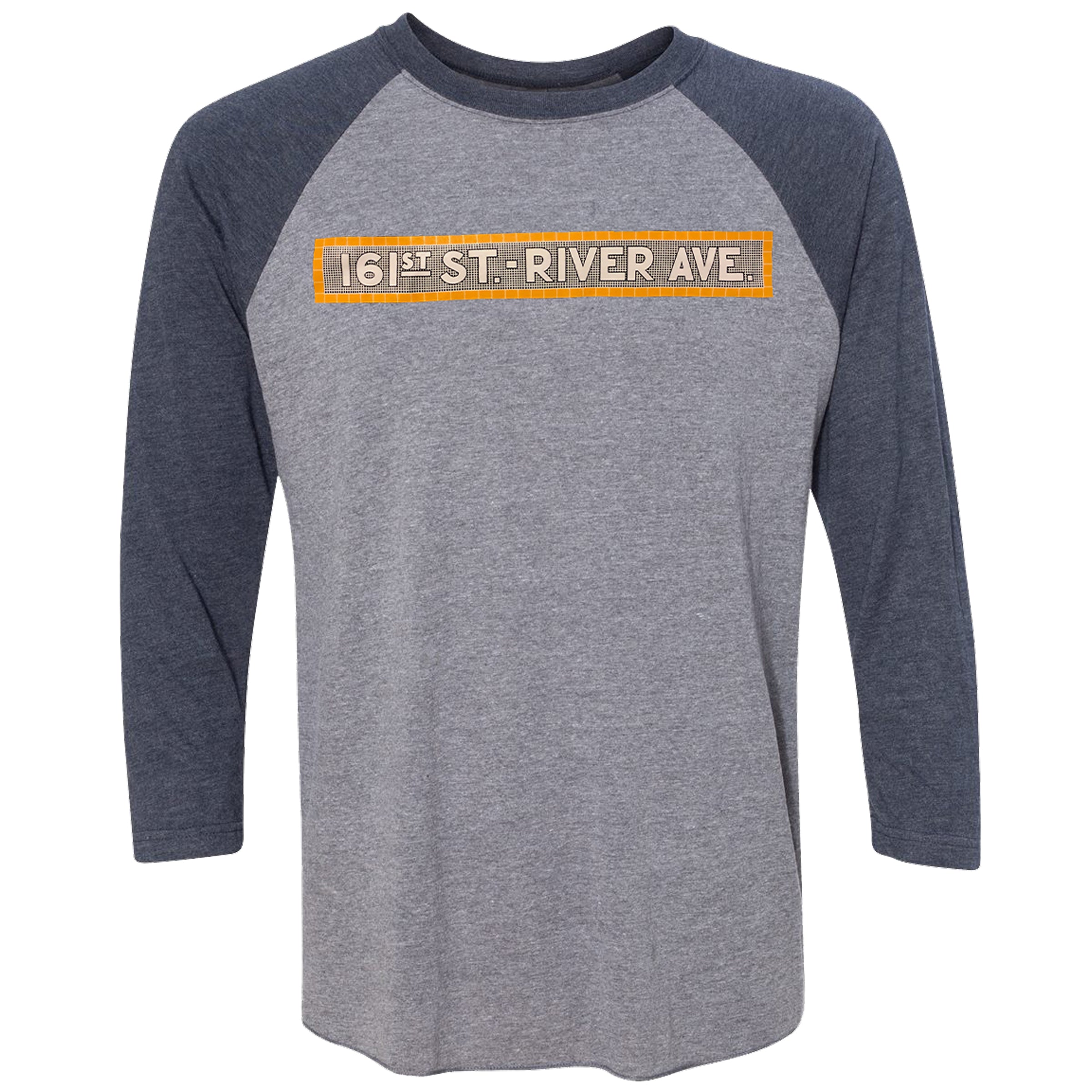 161st St–River Ave Yankee Stadium Gray/Navy 3/4 Sleeve Raglan – Subway Tile  Shirts